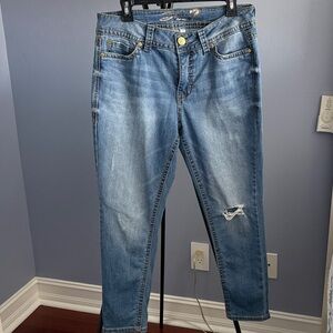 Seven7 Women's Blue Distressed Ankle Jeans